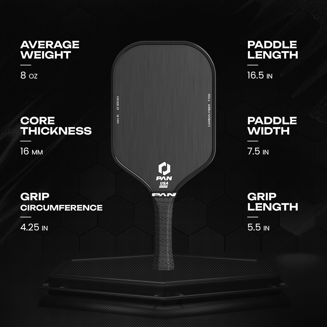 Pan Fryer 01 Specifications Carbon Fiber Pickleball Paddle